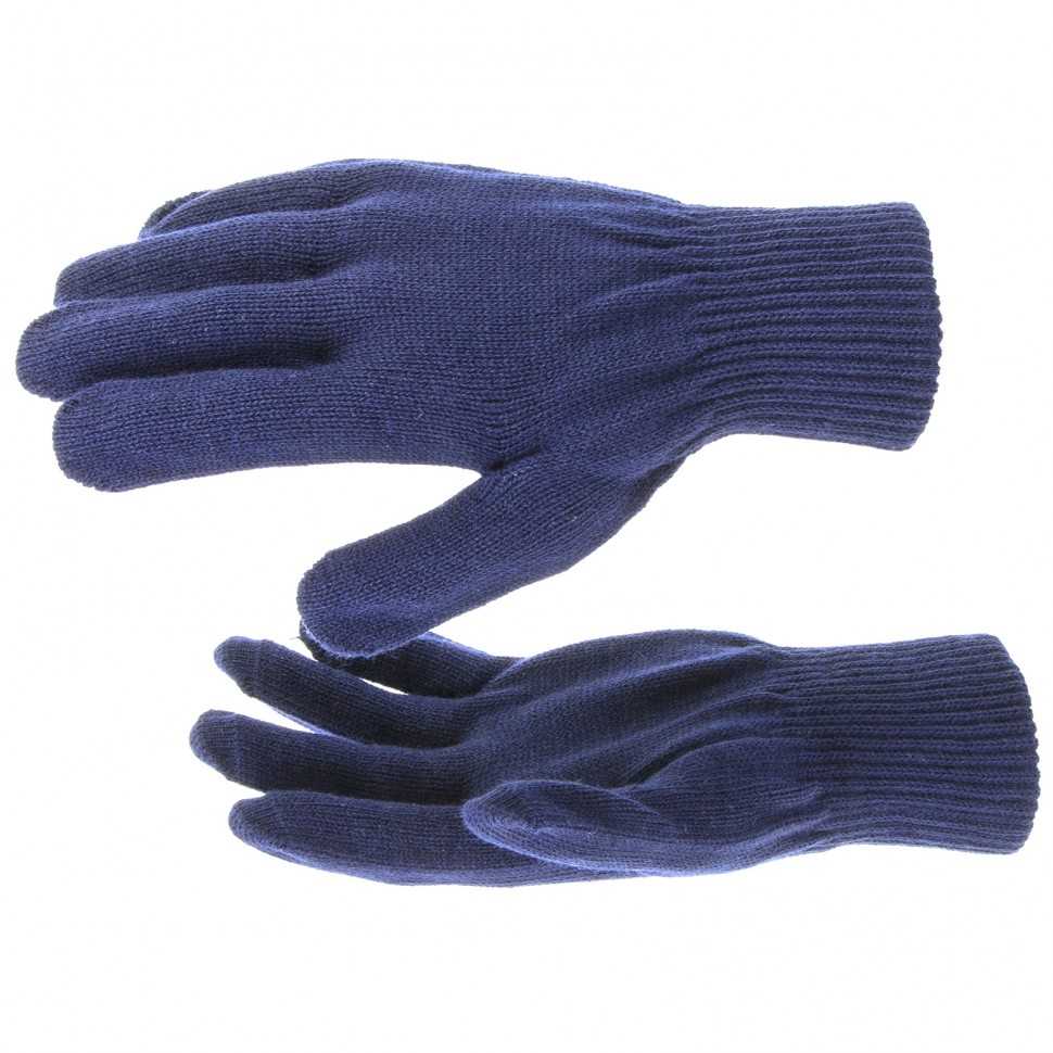 Перчатки трикотажные, акрил, синий, двойная манжета Россия Сибртех Садовые перчатки фото, изображение